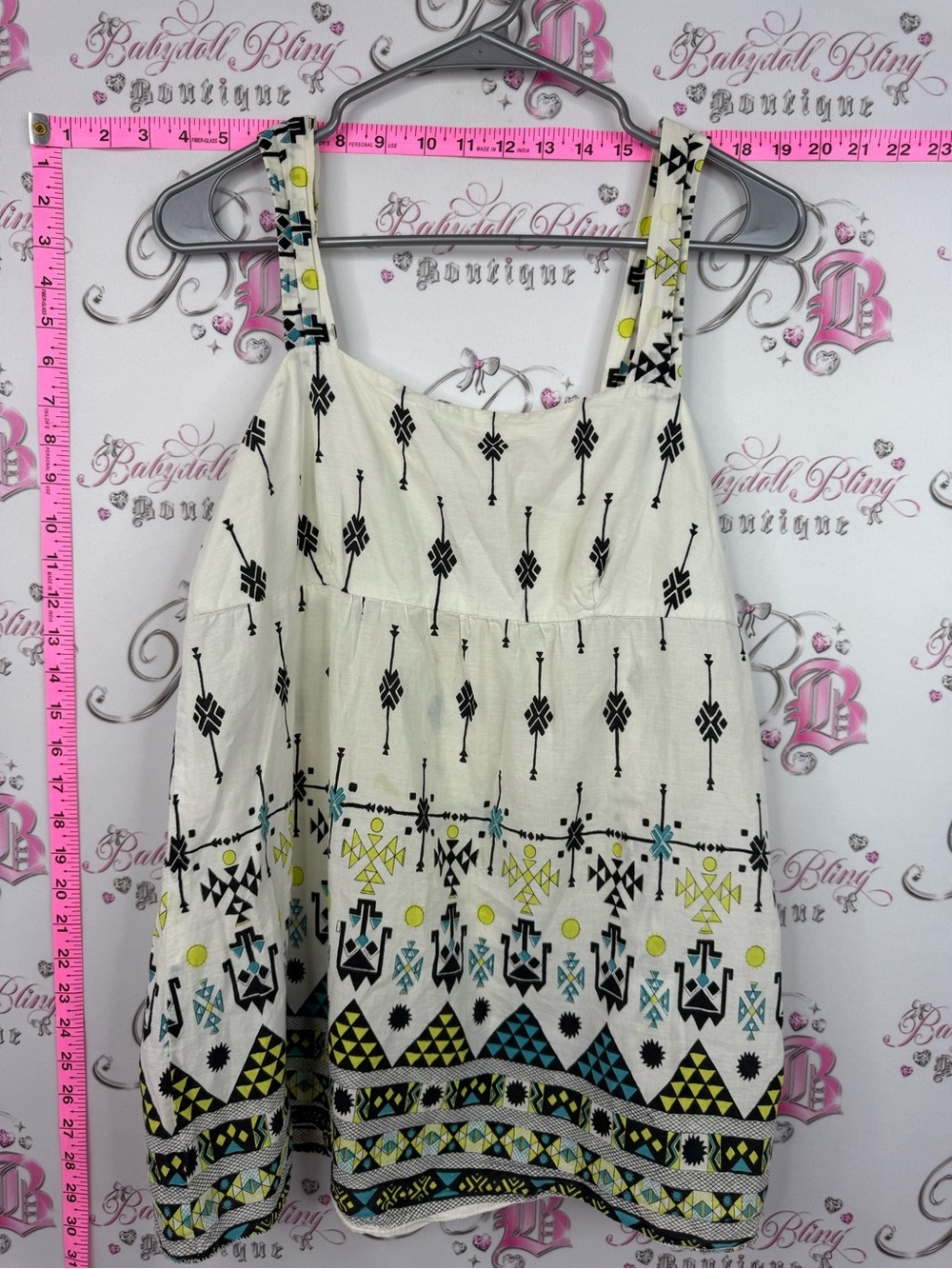 Nitrogen tank Women’s Cream Printed Tribal-Accent Camisole Tank